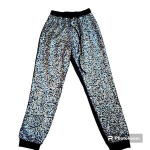Woman's Black Joggers with Silver and Gold Sequins by Day G Size S